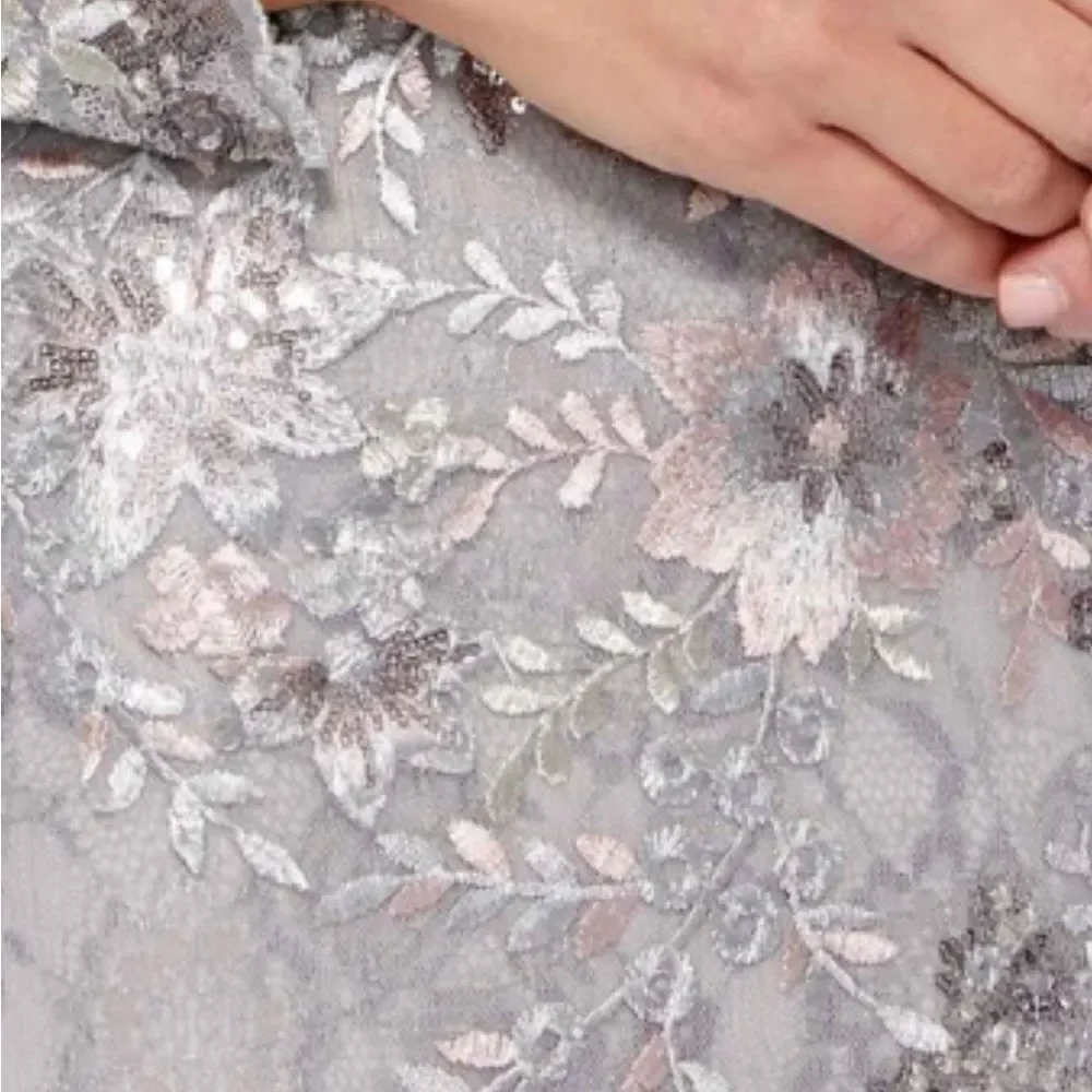 MAC DUGGAL Women’s Embellished V-Neck Illusion Long Sleeve Gown in the Size 12 - Picture 10 of 14